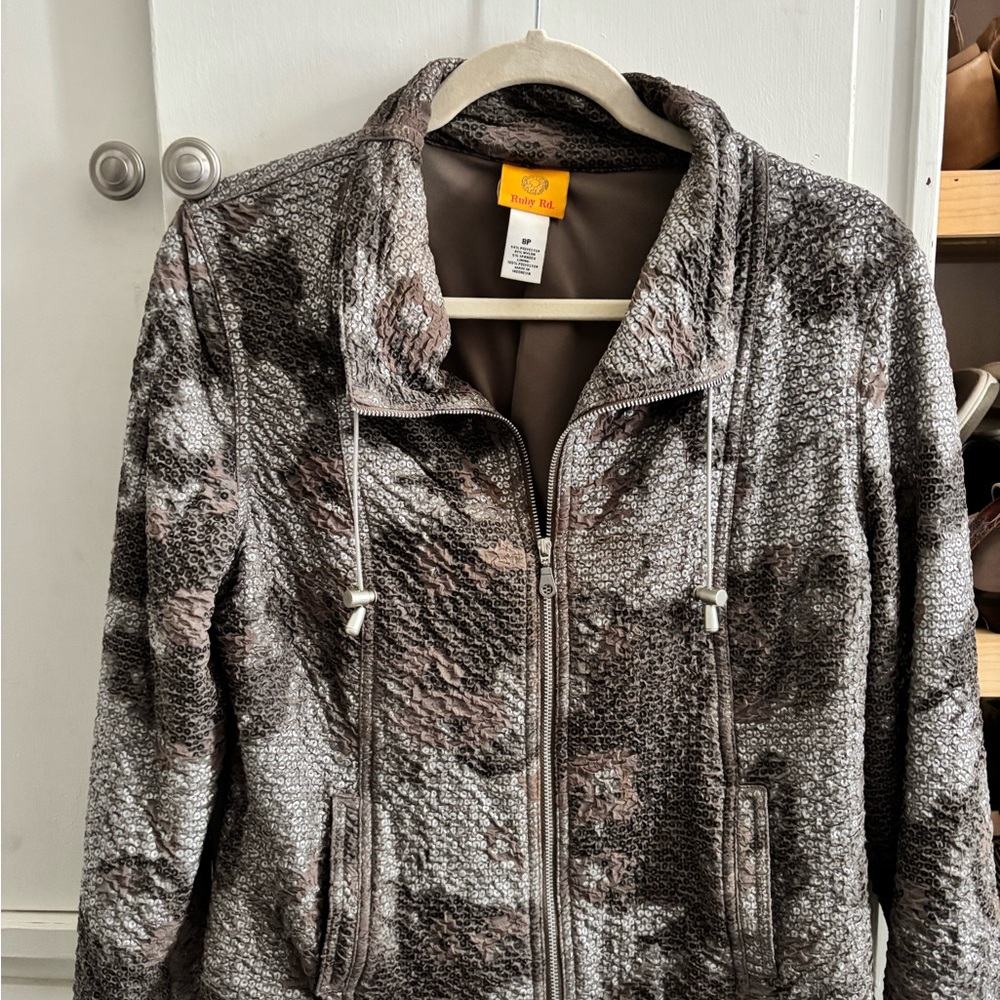 Ruby Rd Gray Teddy Jacket Cozy and Stylish